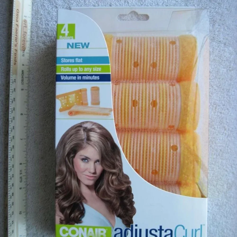 4 Conair AdjustaCurl Root Volumizer Self Grip Rollers Volume Curls Hair Curlers